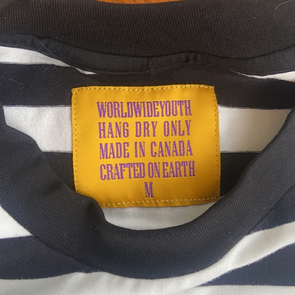 Worldwide Youth x Icy Rabbit Striped T-Shirt M - Picture 3 of 3